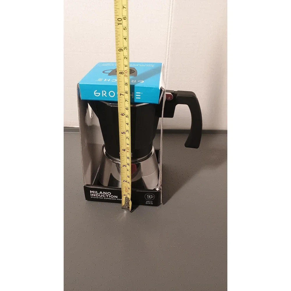 Grosche Milano Induction Espresso Maker 6 Cup Black Silver New Stovetop Moka Pot